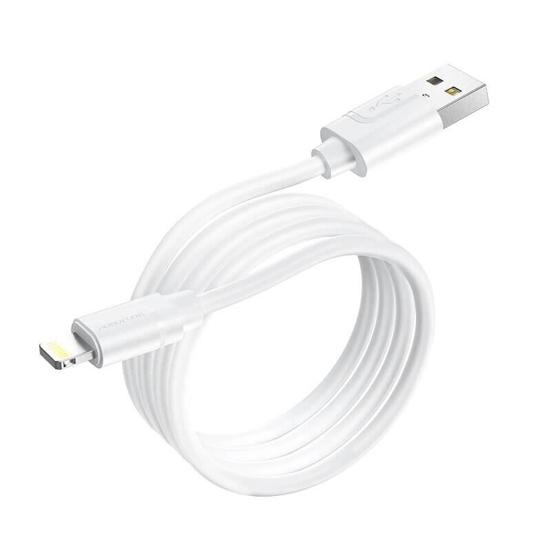 Кабель BOROFONE Lightning Harmony silicone charging data cable BX55 силіконовий білий від компанії da1 - фото 1