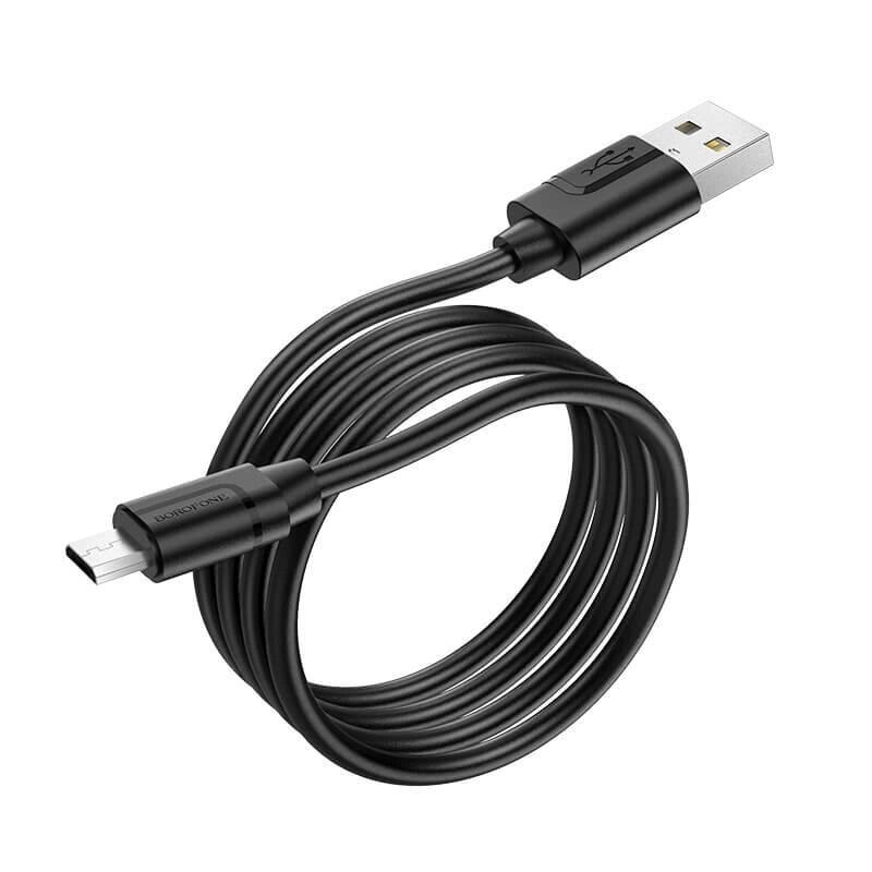 Кабель BOROFONE Micro USB Harmony silicone charging data cable BX55 1 м чорний від компанії da1 - фото 1