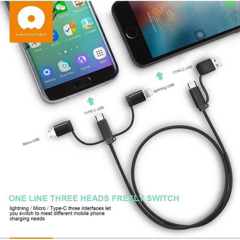 Кабель combo Lightning+Type-C+Micro USB+USB/Type-C WUW X105 |5A| від компанії da1 - фото 1