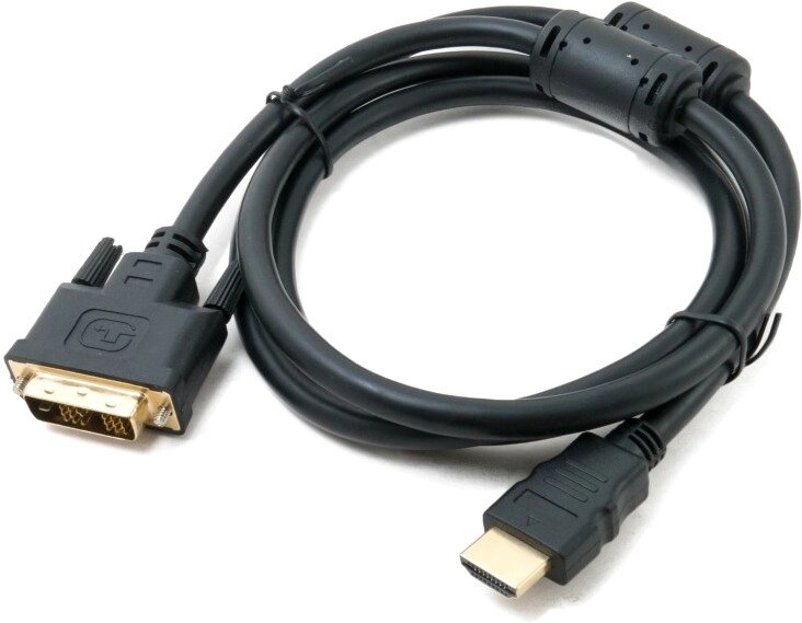 Кабель Dvi-D — HDMI шнур адаптер 2 ферити 1.8 метра чорний від компанії da1 - фото 1