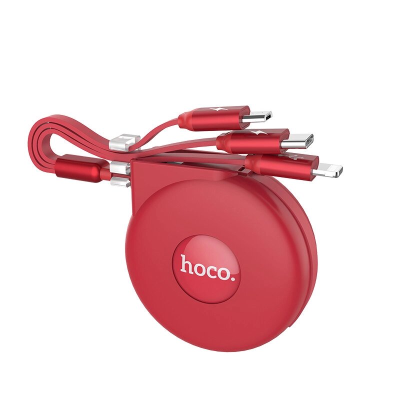 Кабель Hoco combo retractable Micro USB+Lightning+Type-C U50 |1m, 2A| від компанії da1 - фото 1