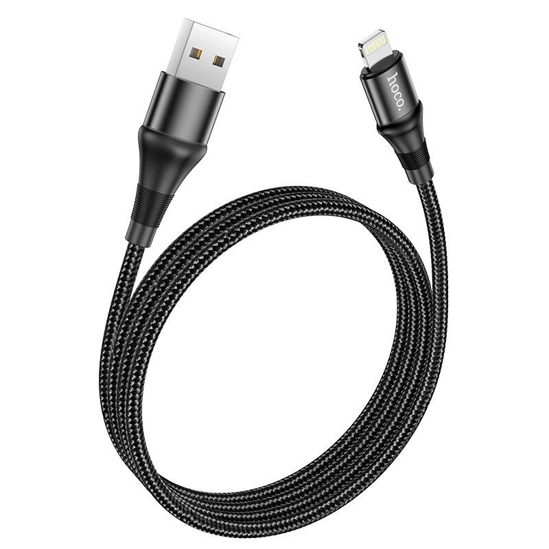 Кабель HOCO Lightning Excellent charging data cable X50 посилене обплетення чорний від компанії da1 - фото 1