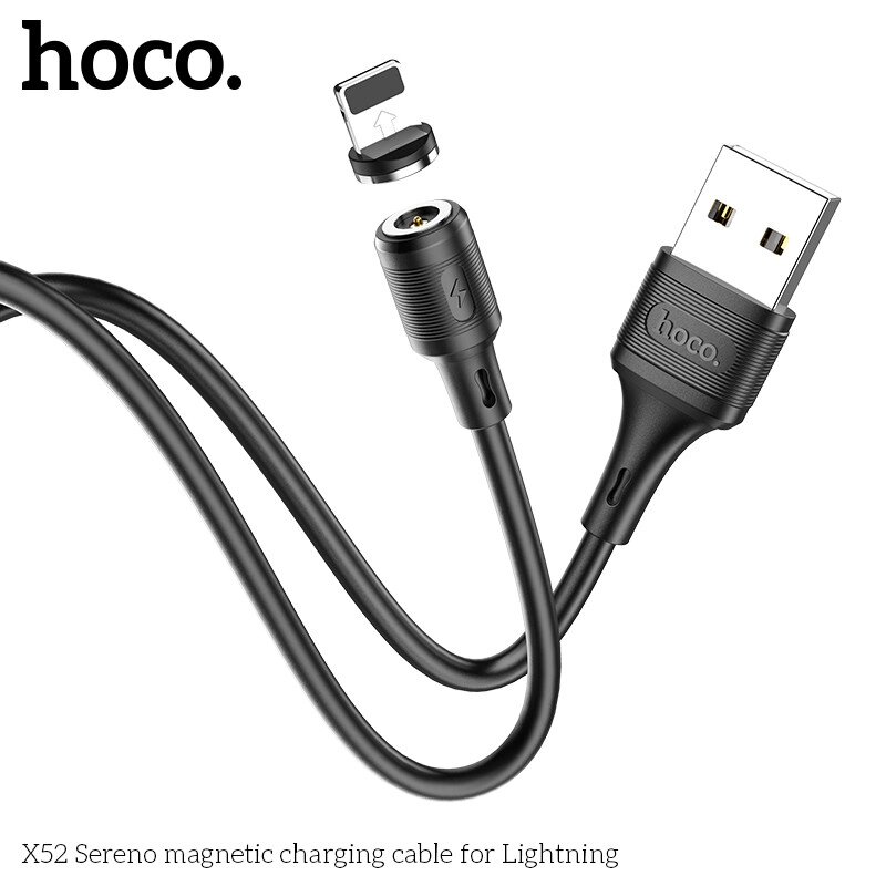 Кабель HOCO Lightning магнітний Sereno magnetic charging cable X52 1.2m чорний від компанії da1 - фото 1