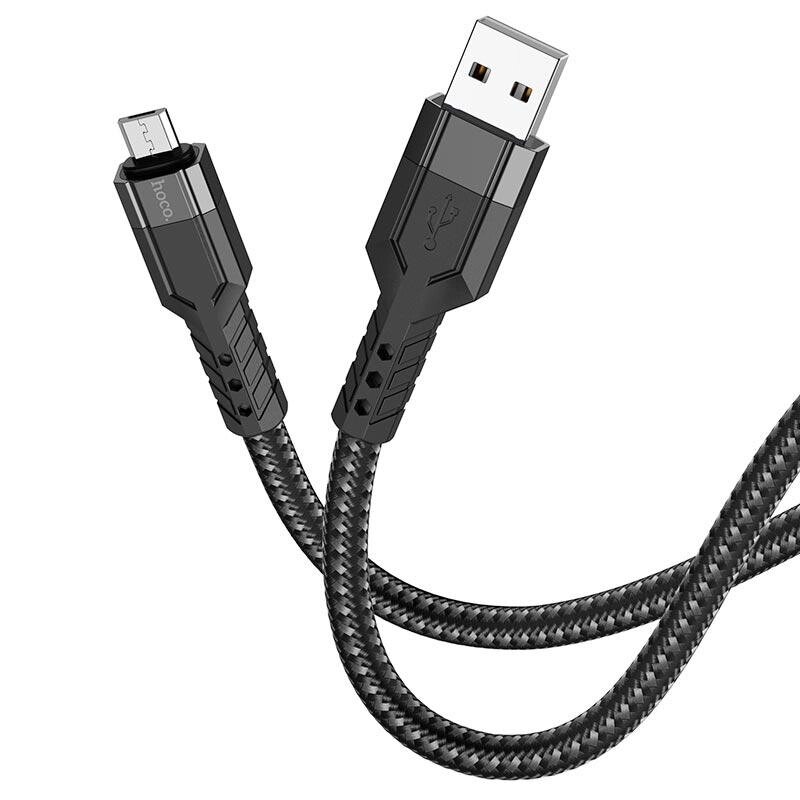 Кабель HOCO Micro USB charging data cable U110 1.2m чорний від компанії da1 - фото 1