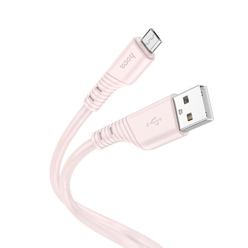 Кабель HOCO Micro USB Crystal color silicone charging data cable X97 1m силіконовий білий від компанії da1 - фото 1