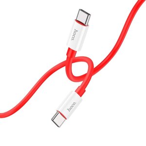 Кабель HOCO Type-C to Type-C Magic silicone PD charging data cable X87 червоний 1m 60W