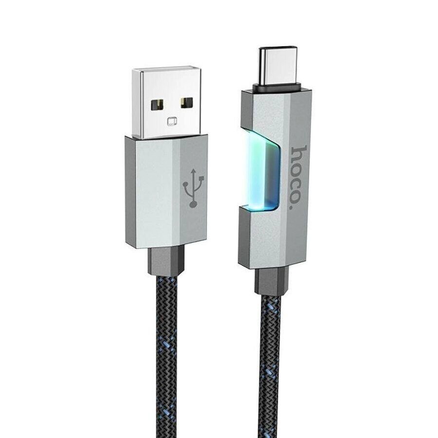 Кабель Hoco U123 з індикатором USB to Lightning — iPhone 6 7 8 11 12 13 1.2 метра чорний від компанії da1 - фото 1