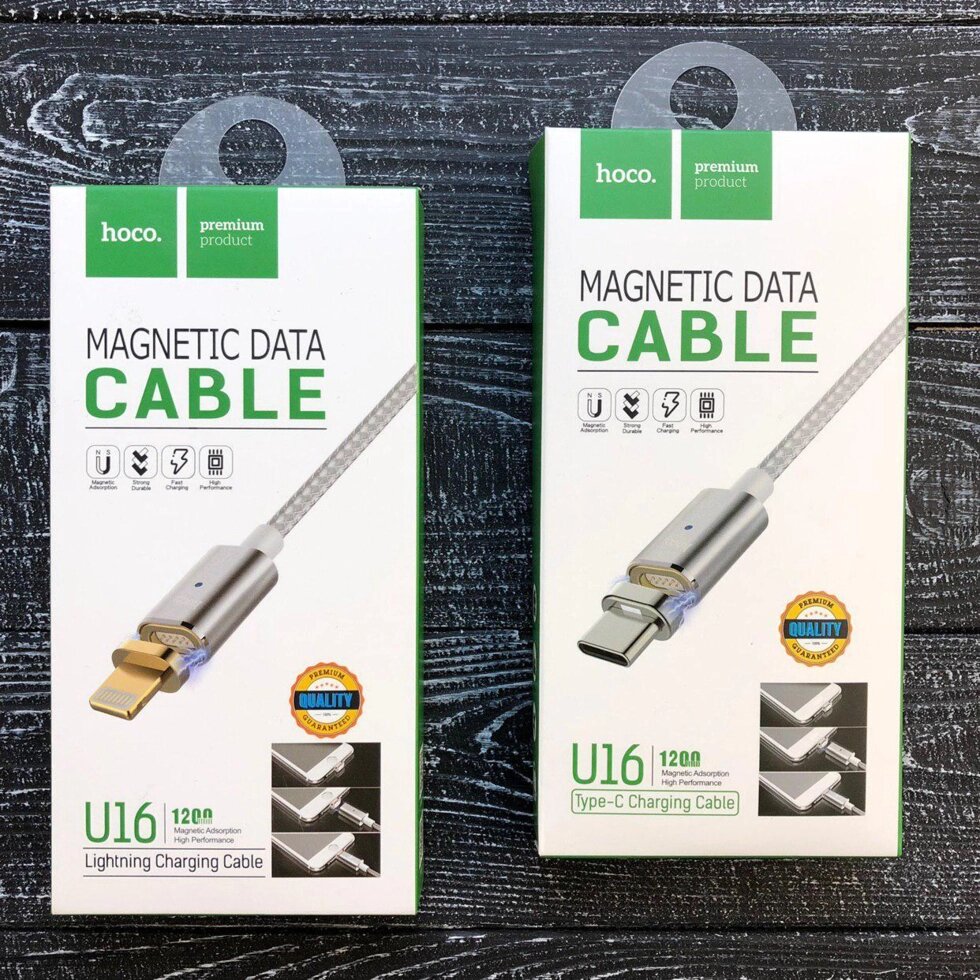 Кабель HOCO U16 Magnetic adsorption Lightning charging cable 2.4A від компанії da1 - фото 1