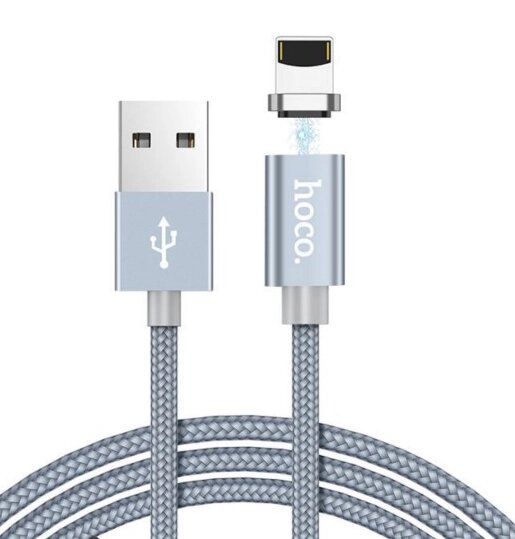 Кабель Hoco U40A magnetic adsorption Lightning charging cable Metal gray від компанії da1 - фото 1