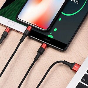 Кабель Hoco X26 Xpress 3-in-1 (Lightning + Micro USB + Type-C) 1 м чорно-червоний
