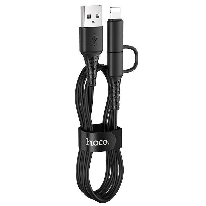 Кабель HOCO X54 Combo dual 2 in 1 — Micro USB і Lightning Cool подвійний чорний від компанії da1 - фото 1