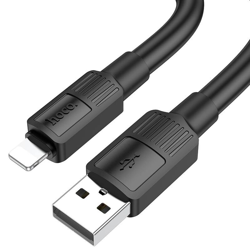 Кабель HOCO X84 Solid посилені конектори USB — Lightning 1 м чорний від компанії da1 - фото 1