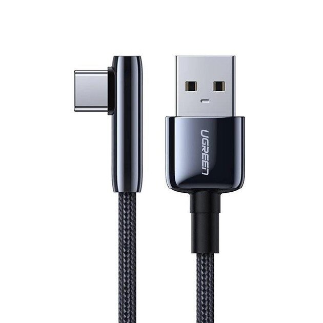 Кабель кутовий UGREEN US313 USB-A to Angled USB-C Cable Zinc Alloy Shell with Braided 1 метр (70413) від компанії da1 - фото 1