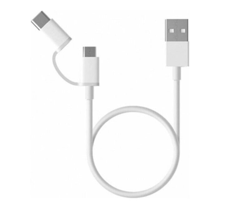 Кабель Mi 2-в-1 microUSB + type-c 1 метр білий - SJV4082TY від компанії da1 - фото 1