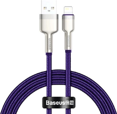 Кабель посилений Baseus Cafule Metal USB — Lightning 2.4 A (1m) фіолетовий (CALJK-A05) від компанії da1 - фото 1