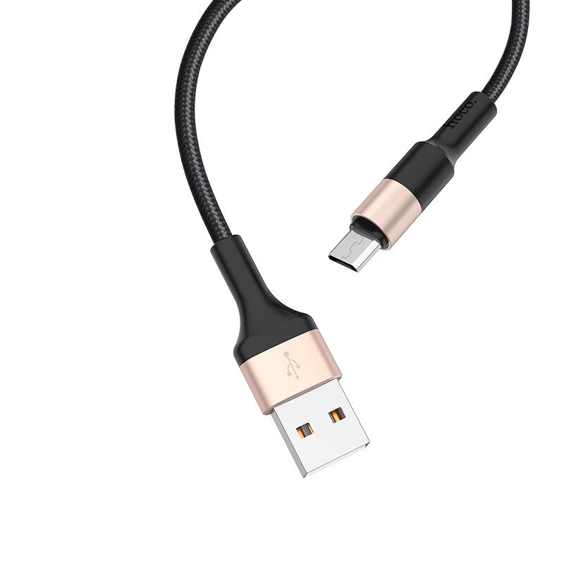 Кабель посилений нейлоновий HOCO X26 Xpress Micro USB 1m чорно-сірий від компанії da1 - фото 1