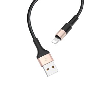 Кабель шнур Hoco X26 Xpress Lightning (1m) чорно- золотий