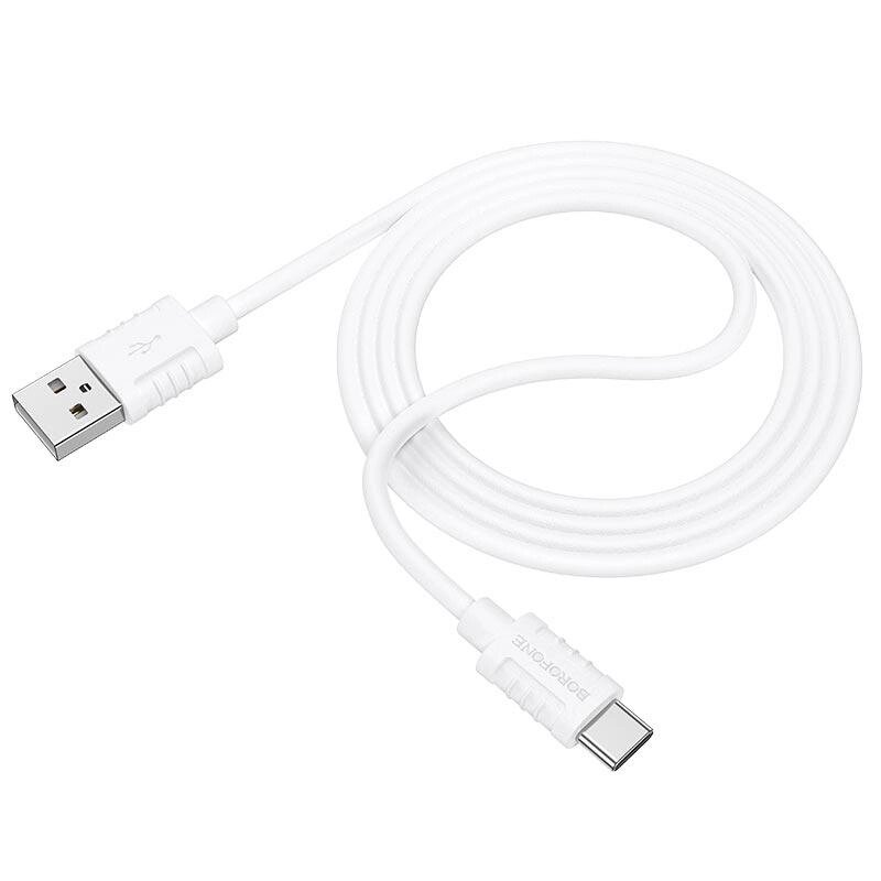 Кабель силіконовий USB на USB-C Borofone BX52 Airy 3a швидка зарядка білий від компанії da1 - фото 1