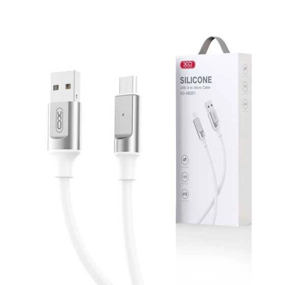 Кабель силіконовий Xo NB251 6A USB-A — USB-C (usb — Type-C) 1 метр білий від компанії da1 - фото 1