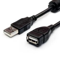 Кабель Usb 2.0 AM/AF 1 ferite, пакет, довжина 1,5 метрів чорний від компанії da1 - фото 1