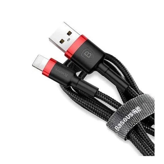 Кабель USB — Lightning Baseus Cafule Cable 2 m CALKLF-C19 чорно-червоний від компанії da1 - фото 1