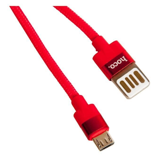 Кабель USB на microUSB Hoco U55 Outstanding двосторонній 120 см червоний від компанії da1 - фото 1