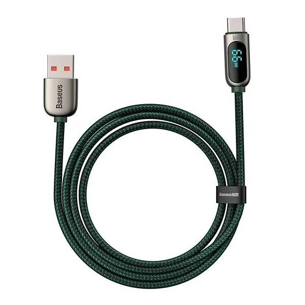 Кабель з екранчиком Baseus Fast Charging USB — Type-C 66 W 1 метр CASX020006 зелений від компанії da1 - фото 1