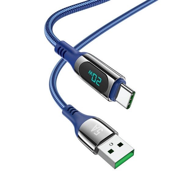 Кабель з екраном HOCO S51 USB — Type-C 1.2 м нейлоновий синій 6931474749246 від компанії da1 - фото 1