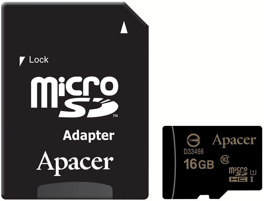 Карта пам'яті Apacer microSDHC 16GB Class 10 UHS-I +SD-адаптер від компанії da1 - фото 1