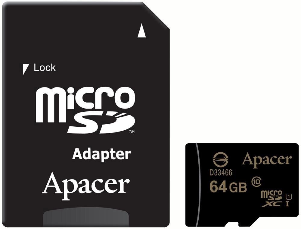 Карта пам'яті Apacer microSDXC 64GB Class 10 UHS-I +SD-адаптер від компанії da1 - фото 1