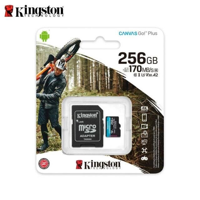 Карта пам'яті Kingston microSDXC 256GB Class 10 V30 до 90 МБ/с R-170MB/s +SD-адаптер від компанії da1 - фото 1