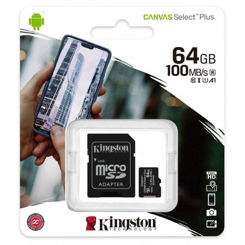 Карта пам'яті Kingston microsdxc 64GB class 10 A1 Canvas Select Plus від компанії da1 - фото 1