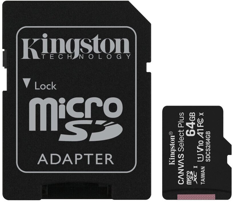 Карта пам'яті Kingston microSDXC Canvas Select Plus 64GB Class 10 UHS-I A1 W-10MB/s R-100MB/s +SD-ад від компанії da1 - фото 1