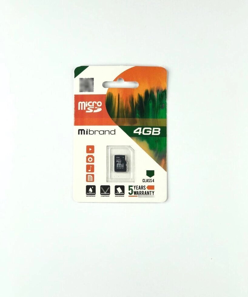 Карта пам'яті Mibrand microSDHC 4GB Class 4 Без адаптера від компанії da1 - фото 1