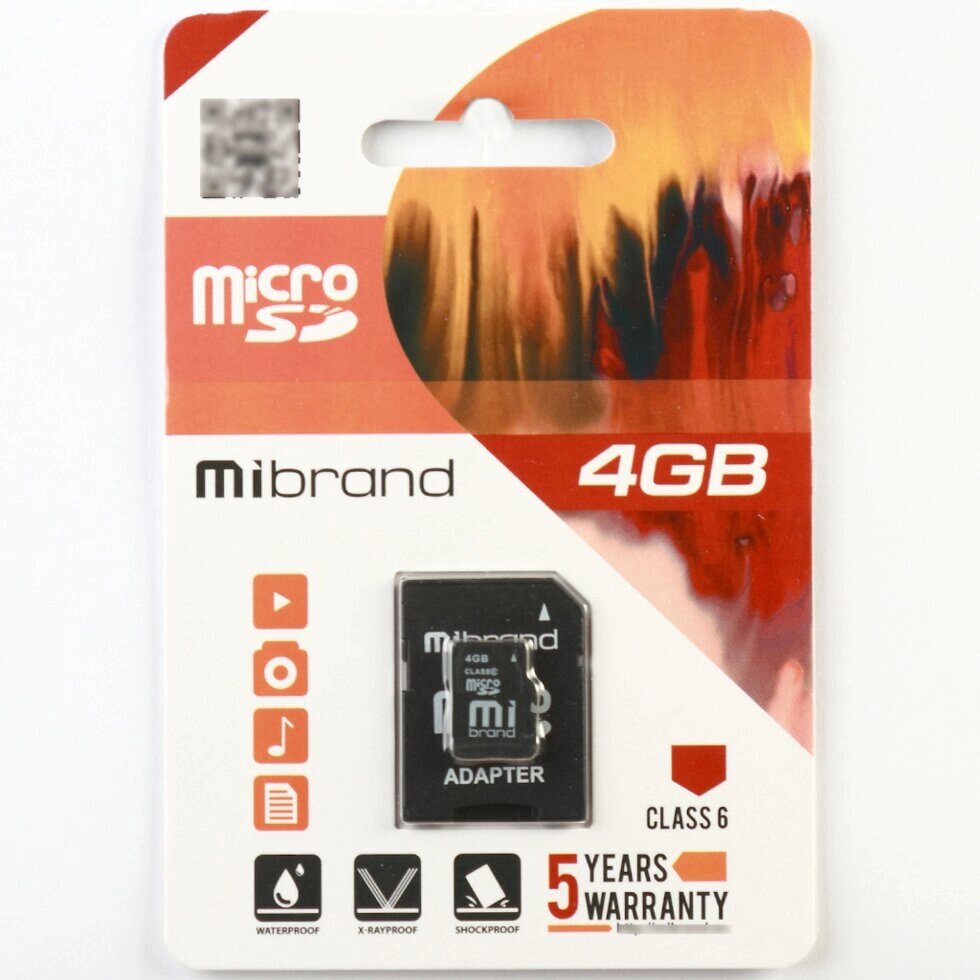 Карта пам'яті Mibrand microSDHC 4GB Class 6 +SD-адаптер від компанії da1 - фото 1