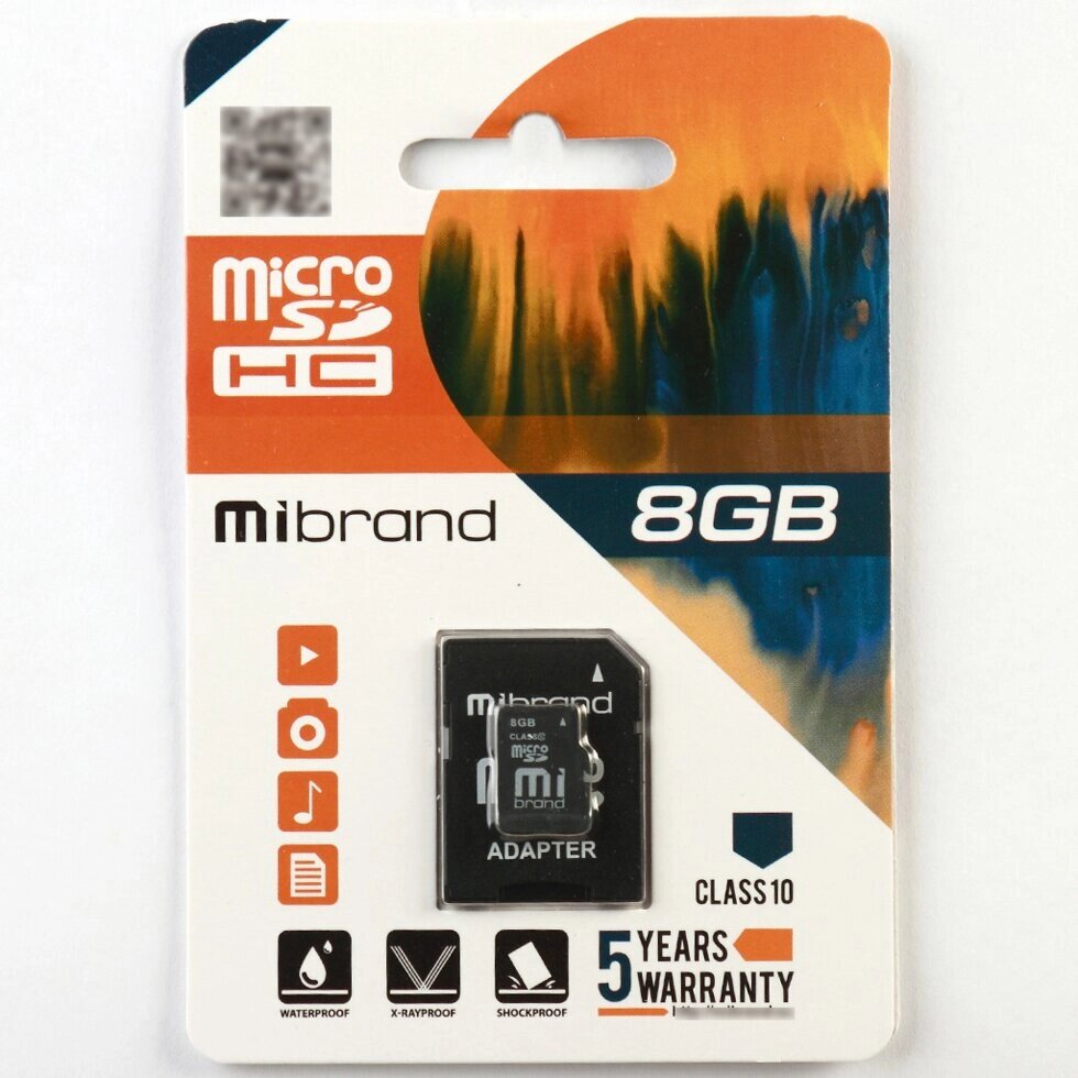 Карта пам'яті Mibrand microSDHC 8GB Class 10 +SD-адаптер від компанії da1 - фото 1