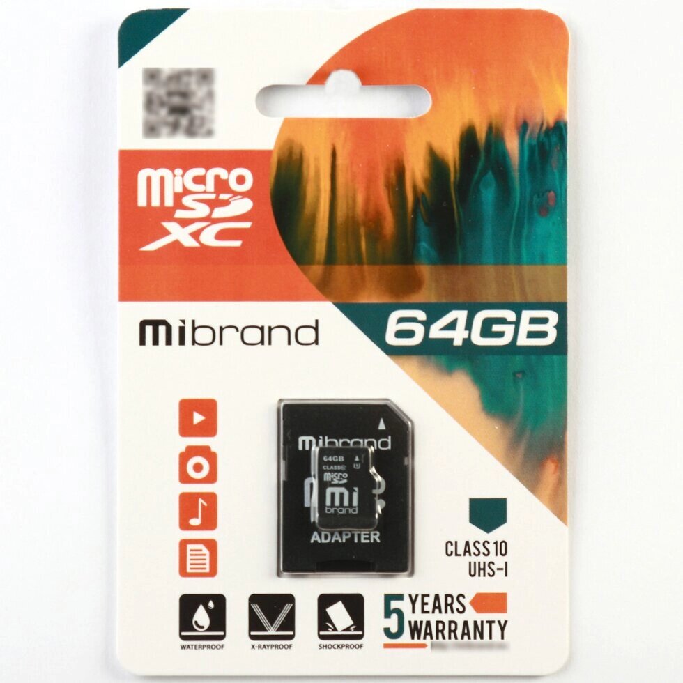 Карта пам'яті Mibrand microSDXC 64GB Class 10 UHS-I +SD-адаптер від компанії da1 - фото 1