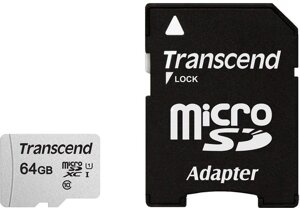 Картка пам'яті microsdxc 64 gb transcend 300S class10 UHS-I U1 (TS64GUSD300S-A)