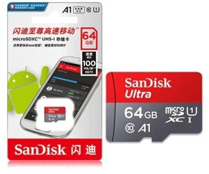 Картка пам'яті sandisk 64 GB microsdxc UHS-I U1 A1 ultra sdsqunc-064G-ZN3mn