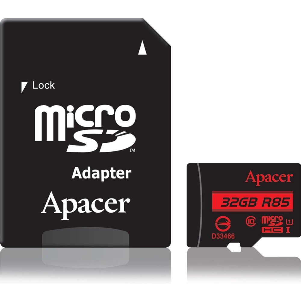 Картка пам'яті Apacer microSDHC 32 ГБ 85 Мбайт у сек + адаптер AP32GMCSH10U5-R від компанії da1 - фото 1
