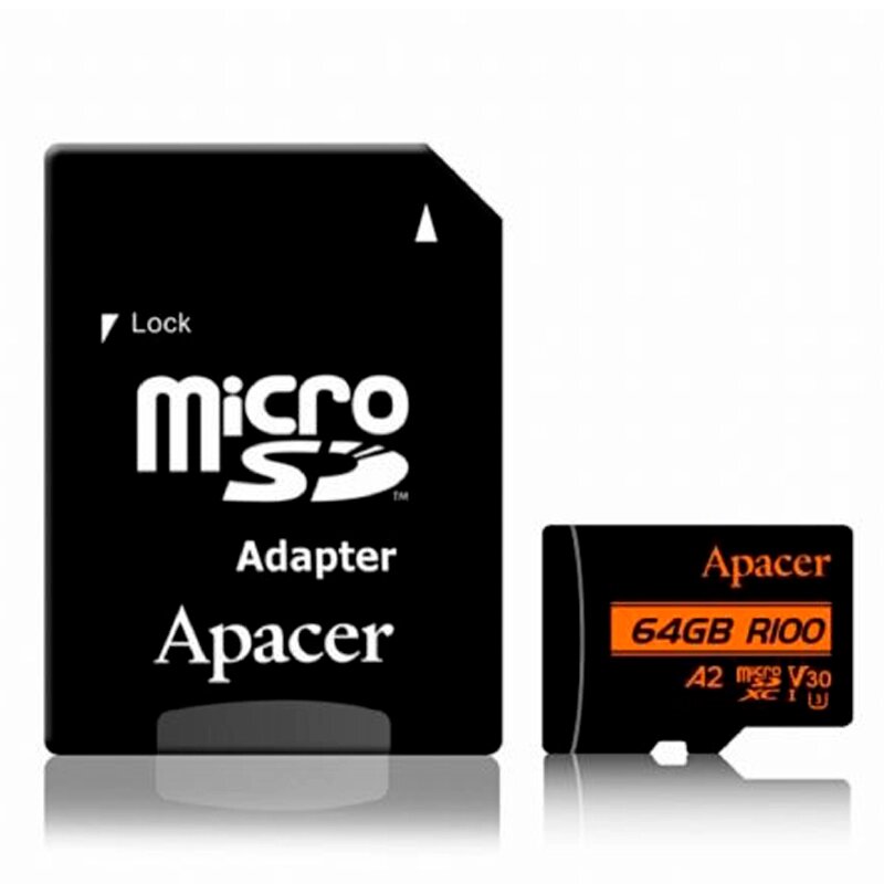Картка пам'яті Apacer microSDXC 64 GB Class 10 UHS-I U3 R-100 MB/s AP64GMCSX10U8-R від компанії da1 - фото 1