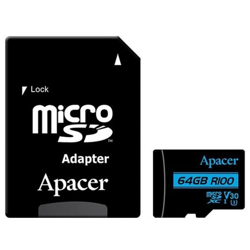 Картка пам'яті Apacer microSDXC 64 GB UHS-I U3 V30 (AP64GMCSX10U7-R) від компанії da1 - фото 1