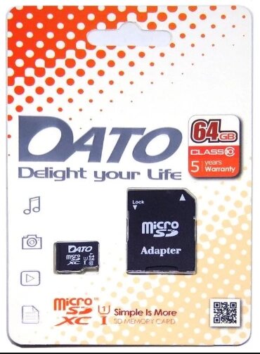 Картка пам'яті Dato 64 GB microSD class10 UHS-1 (DTTF064GUIC10AD) від компанії da1 - фото 1