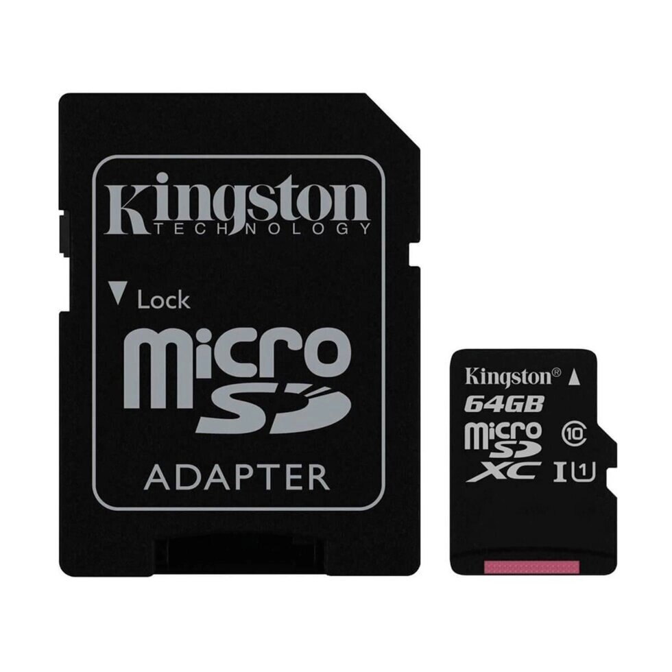 Картка пам'яті Kingston 64 GB microSDXC Class 10 UHS-I Canvas Select + SD Adapter SDCS/64GB від компанії da1 - фото 1