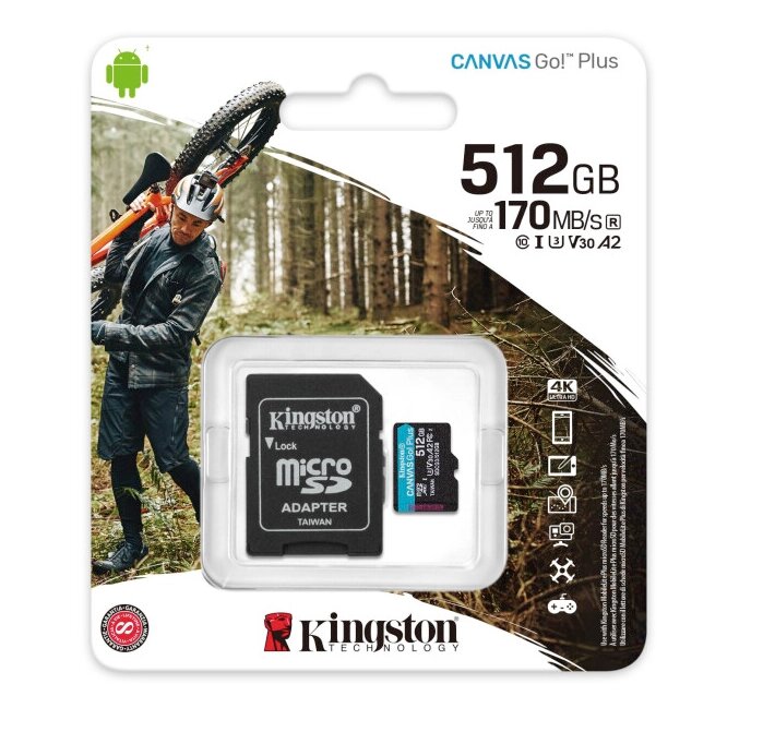 Картка пам'яті Kingston MicroSDXC 512 GB Canvas Go! Plus U3 V30 A2 + SD-адаптер (SDCG3/512GB) від компанії da1 - фото 1