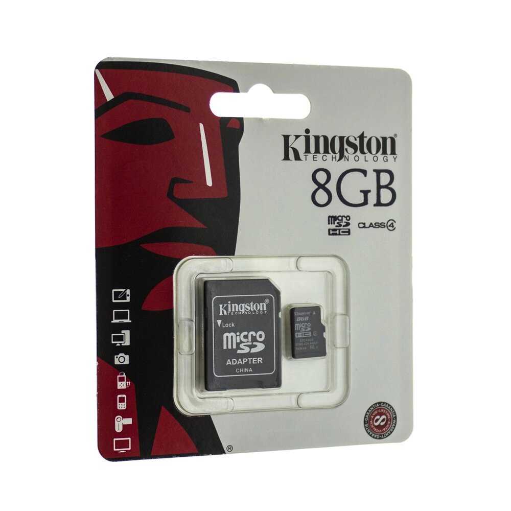 Картка пам'яті microSD Kingston 8Gb Class 10/SD adapter від компанії da1 - фото 1