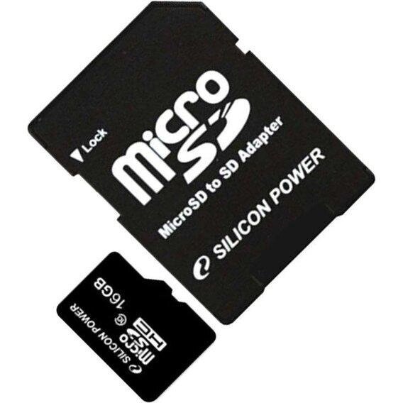 Картка пам'яті MicroSDHC флешкарта 16 GB C10 SILICON POWER + adapter SP016GBSTH010V10SP від компанії da1 - фото 1