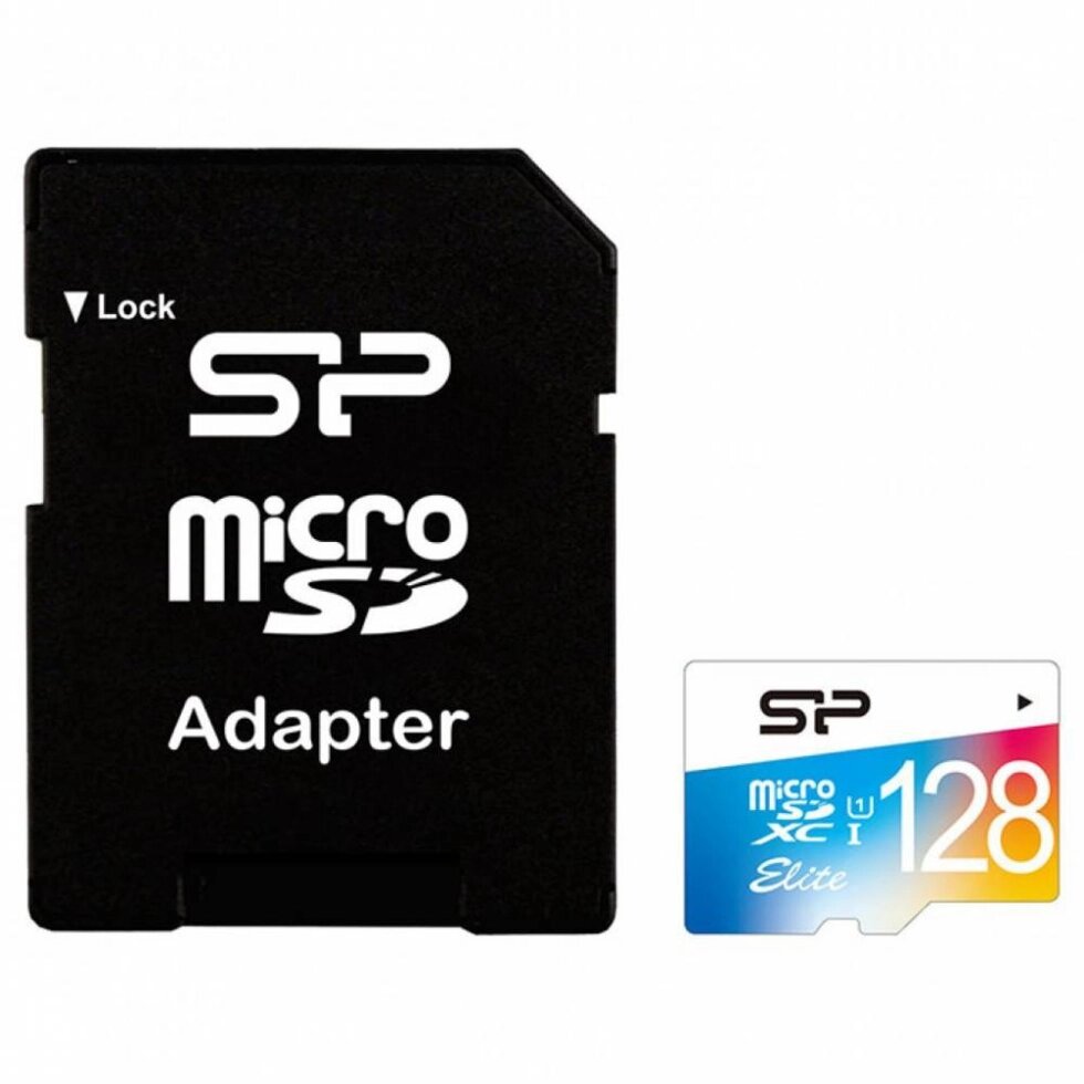 Картка пам'яті MicroSDXC 128 GB SILICON POWER C10 Elite Color UHS-I + adapter SP128GBSTXBU1V21SP від компанії da1 - фото 1