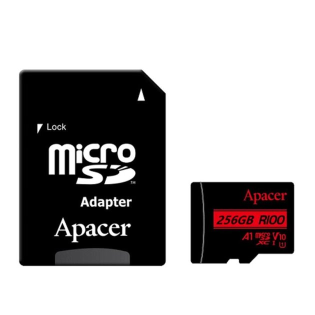 Картка пам'яті microSDXC 256 Gb Apacer V10 A1 R100MB/s (з адаптером СД) від компанії da1 - фото 1