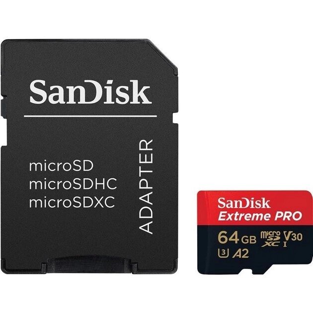 Картка пам'яті MicroSDXC 64 GB UHS-I U3 SanDisk Extreme Pro V30 R200 / W90 MB/s від компанії da1 - фото 1